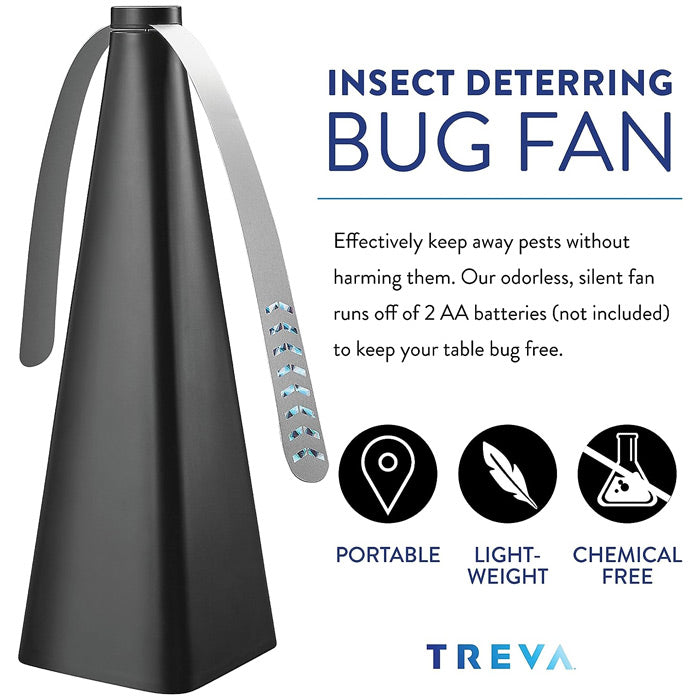 Treva Bug Fan - Fly Fan for Tables, Repellent, Keeps Flies Away for Indoor/Outdoor with Holographic Blades (2 Pack)