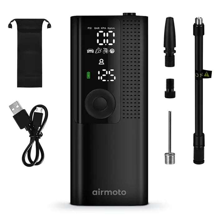 Airmoto - 120 PSI Portable Tire Inflator with a Digital Pressure Gauge, Cordless Design, Easy to Charge and Accurate Gauge
