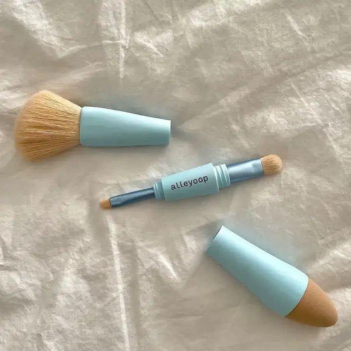 Alleyoop Multi-Tasker - 4-in-1 Makeup Brush with Concealer Sponge, Blush, Angled Brush/Liner, and Eyeshadow Brush